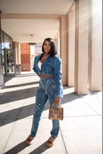 Summer Brunch Denim Pant Set